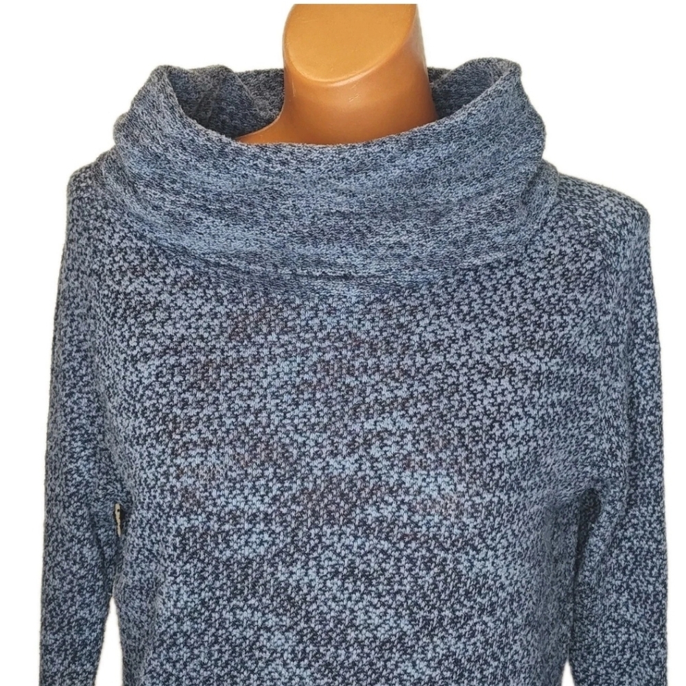 Ann Taylor Loft Cowl Neck Textured Knit Top Woman Large Blue Sweater Long Sleeve - Picture 4 of 8